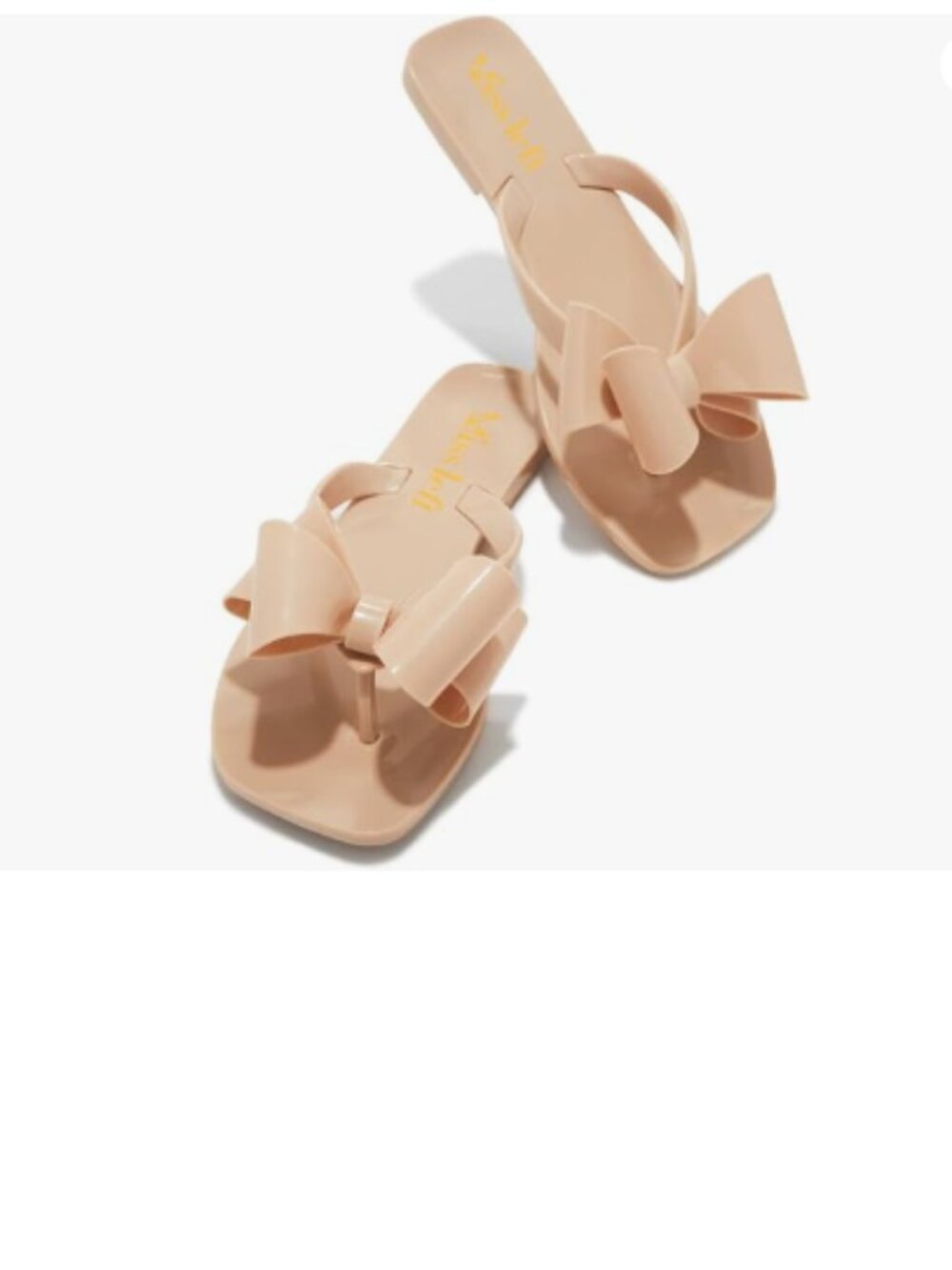 miss left Nude Versatile Open Toe Flip Flop Double Bowknots Slip on Thong Sandal